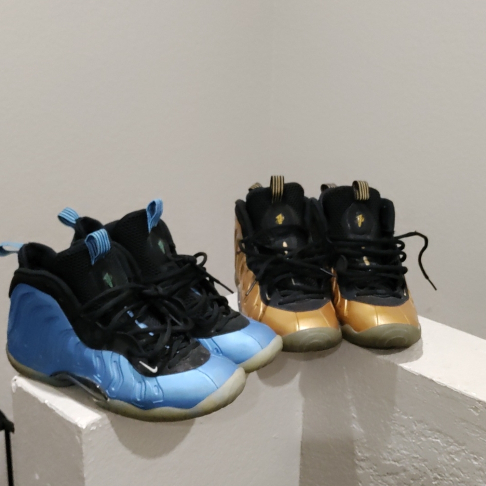 Nike Air Foamposites/ Little Posites' UNC Blue & Metallic Gold